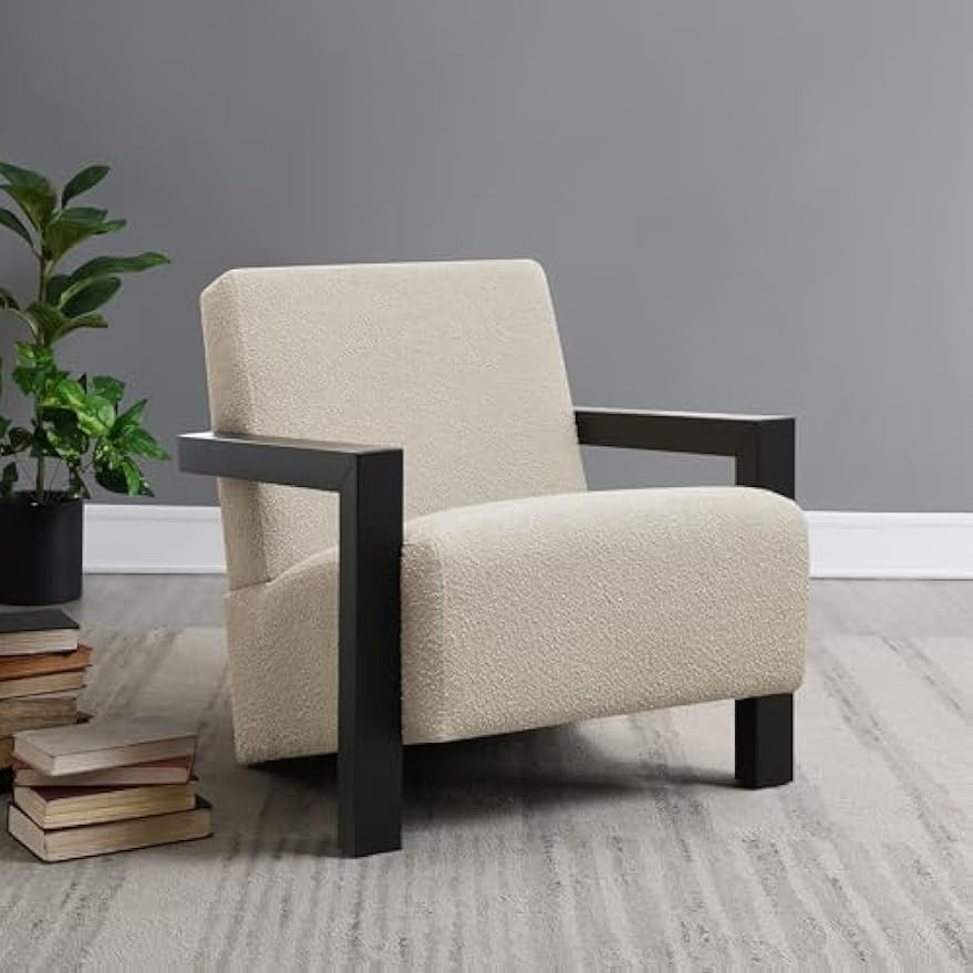 Coaster Home Furnishings - Fitzroy - Upholstered Boucle Accent Chair with Arms, Wood Frame, Angled Armrests, Reclined Seat and Back - Living Room - Latte - 903095