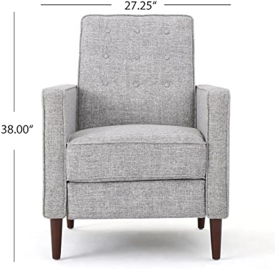 Christopher Knight Home Macedonia Mid Century Modern Tufted Back Fabric Recliner (Light Grey Tweed).