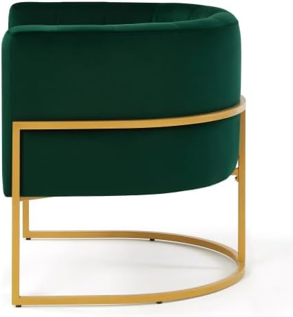 Upholstered Velvet Accent Chair,Comfortable Fashional Living Room Chair with Golden Metal Stand,Mid-Century Leisure Chair with Curve Backrest- (Jade Green)
