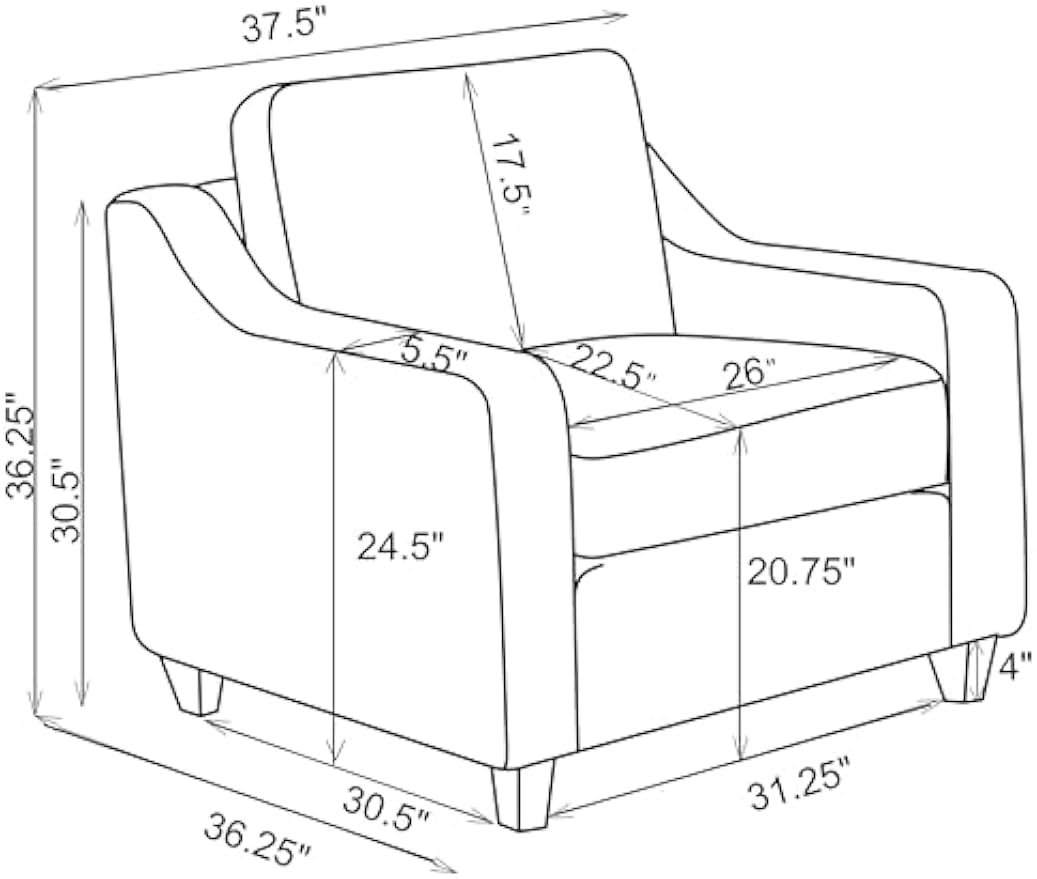 Coaster Home Furnishings - Christine - Upholstered Sloped Track Arm Accent Chair with Padded Seat and Back, Wood Frame, Reversible Cushion and Tapered Wood Legs - Living Room - Beige - 552063