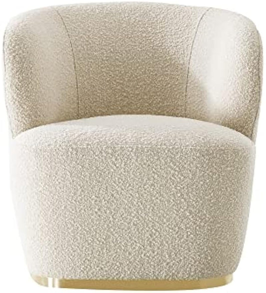 Acanva Modern Wool-Like Fabric Accent Chair, Armless Elegant Design Small Single Sofa with Metal Base for Living Room Bedroom, White