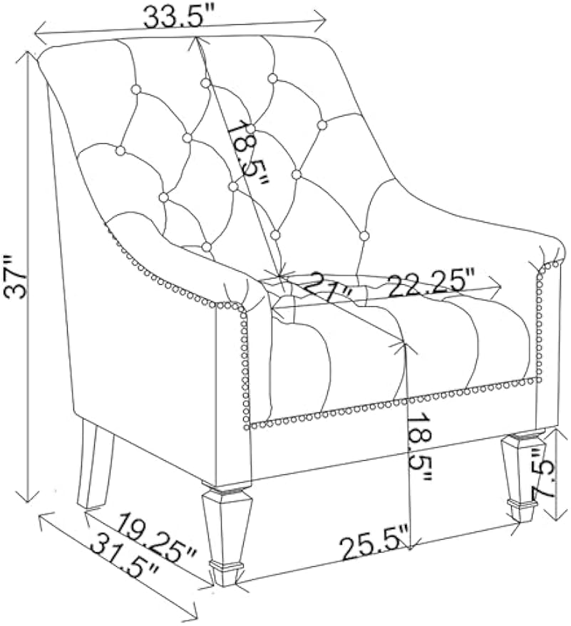 Coaster Home Furnishings - Avonlea - Velvet Upholstered Sloped Arm Accent Chair with Button Tufted Back, Wooden Base and Flared Back Legs - Living Room - Gray - 508463