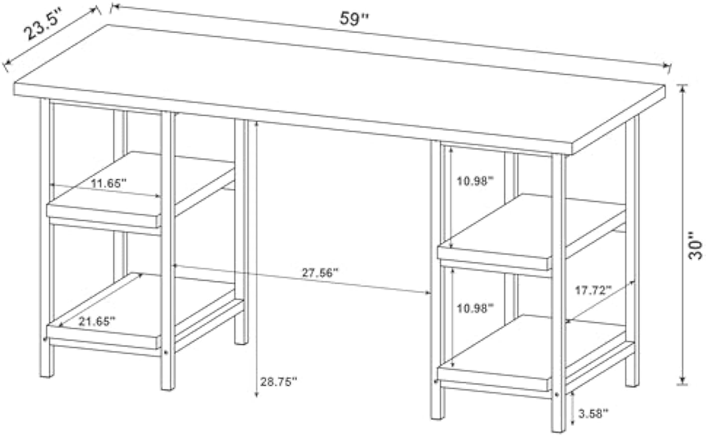 Coaster Home Furnishings – Kemper – Metal & Engineered Wood – 59-Inch Farmhouse Writing Desk with 4 Open Shelves and Black Metal Frame – Home Office & Living Room – Weathered Brown - 801551