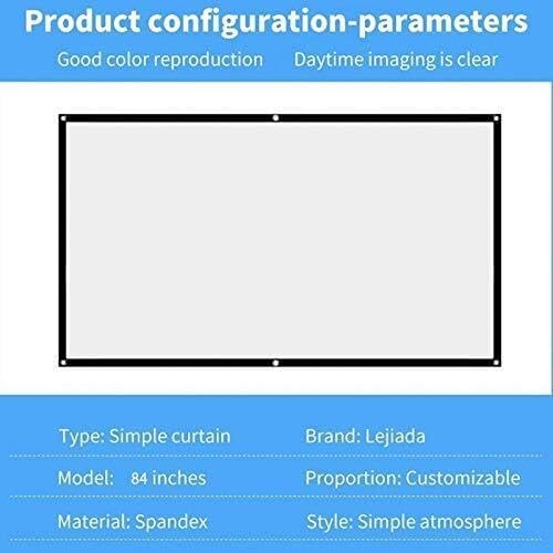 84 Inch 16:9 White Diagonal Video Projection Screen Wall Mounted for Home Theater, Movies, Classroom, and Presentations