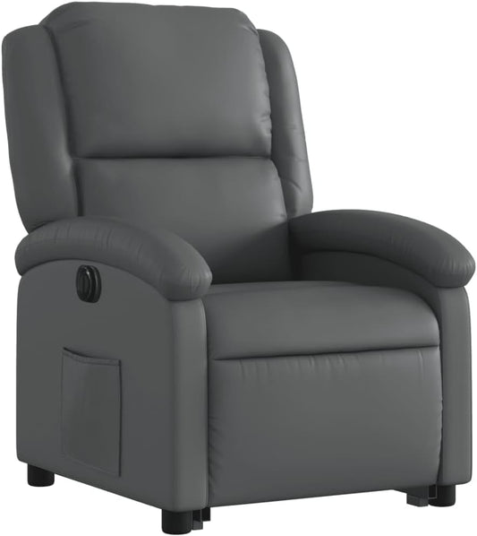 vidaXL Electric Power Lift Recliner Chair - Gray Faux Leather Armchair with Motorized Recline & Stand-Up Assist, Comfortable Seating for Living Room or Lounge