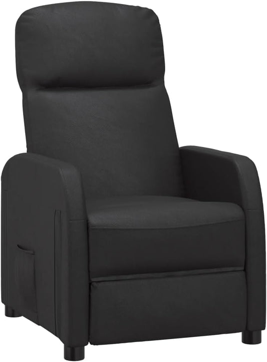 vidaXL Faux Leather Reclining Chair - Modern Black Recliner with Robust Iron and Plywood Frame, Comfortable Seat Design, Ideal for Living Room or Office Decor