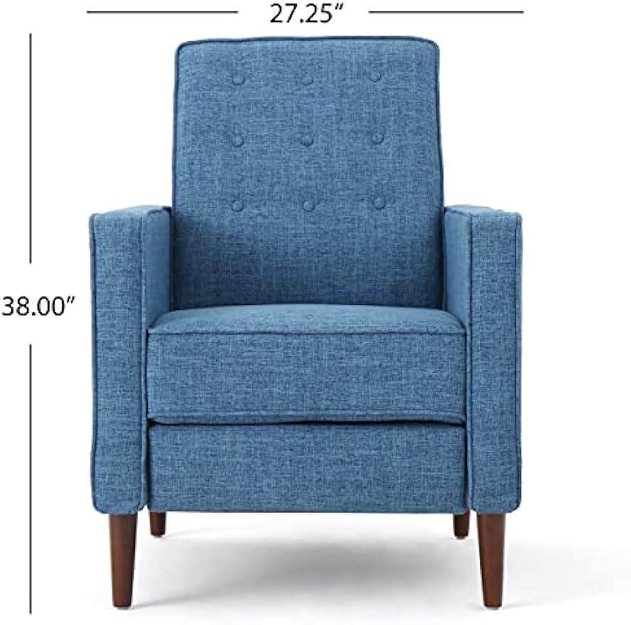 Christopher Knight Home Macedonia Mid Century Modern Tufted Back Fabric Recliner (Muted Blue).
