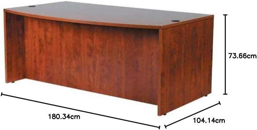 Boss Office Products Bow Front Desk Shell in Mahogany