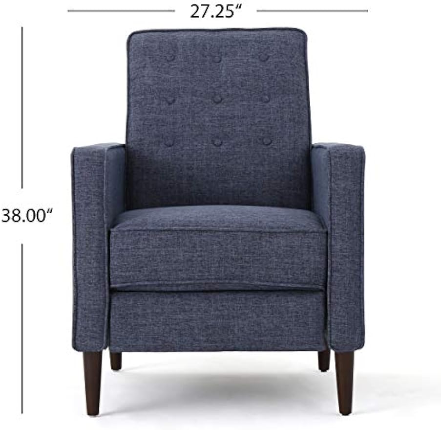 Christopher Knight Home Mervynn Mid-Century Modern Fabric Recliner, Dark Blue