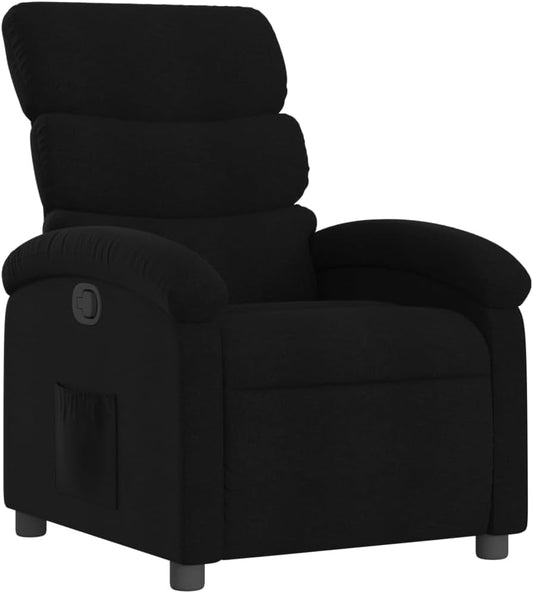 vidaXL Manual Recliner Chair for Adults, Single Home Theater Seating with Lumbar Support & Adjustable Backrest/Footrest, Modern Reclining Sofa for Living Room, Black Fabric