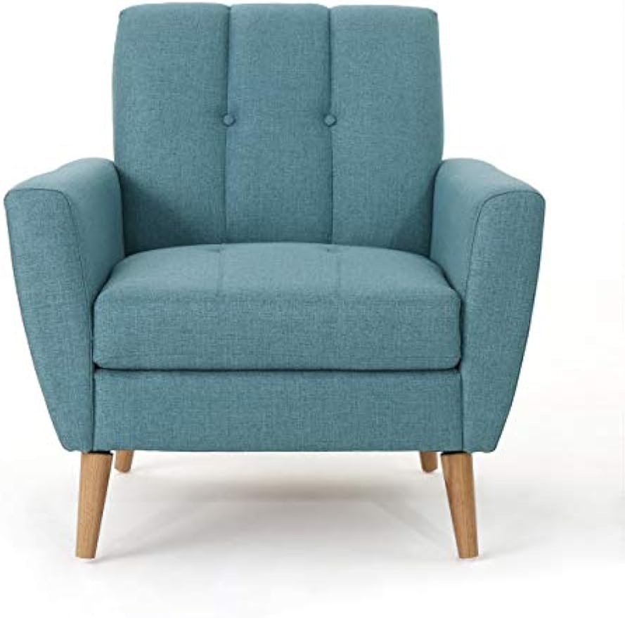 Christopher Knight Home Treston Mid-Century Modern Fabric Club Chair, Blue / Natural