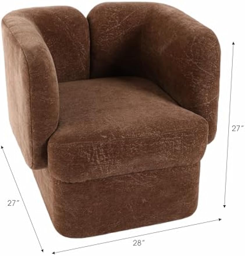 Sagebrook Home Brown Fabric Accent Chair Modern Upholstered Lounge Chair for Home, Office, Bedroom & Living Room Comfortable & Stylish Seating 28 Inches