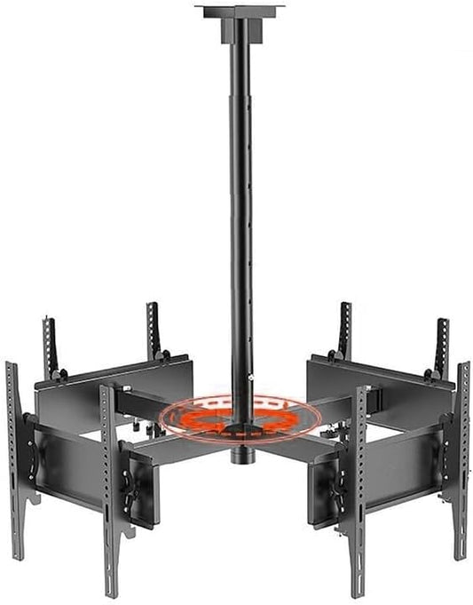4 Sided Ceiling TV Mount Bracket - TV Wall Mount, 360 Degree Rotating Telescopic TV Lift, Height Adjustment TV Mount, 4-Way Moving Flat/Curved Screen Bracket