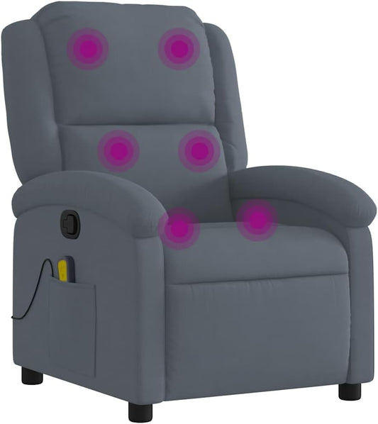 vidaXL Dark Gray Velvet Massage Recliner Chair - Manual Recline - 6-Point Vibration - Living Room/Bedroom/Office