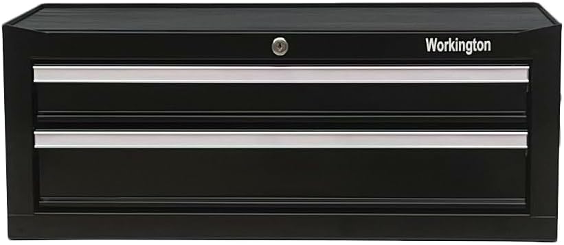 Workington Industrial 2 Drawers Portable Metal Intermediate Box, 26" Middle Tool Chest Cabinet with Ball Bearing Drawer Slides, Steel Tool Storage Box Organizer 4008 Black