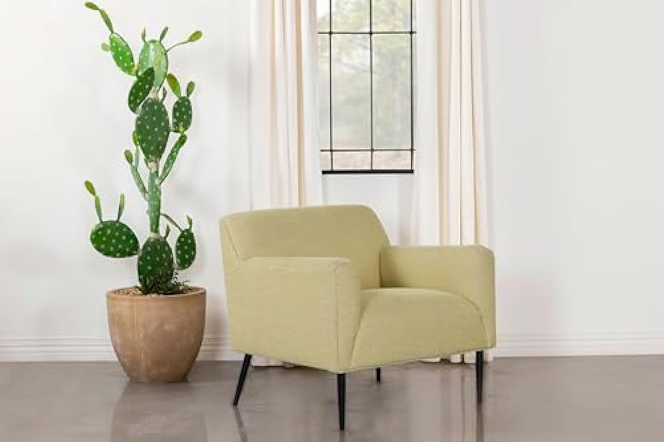 Coaster Home Furnishings - Darlene - Upholstered Accent Chair with Track Arms and Tapered Black Metal Legs - Living Room - Lemon - 905639