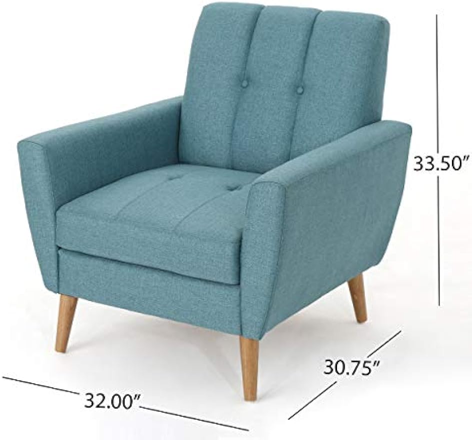 Christopher Knight Home Treston Mid-Century Modern Fabric Club Chair, Blue / Natural