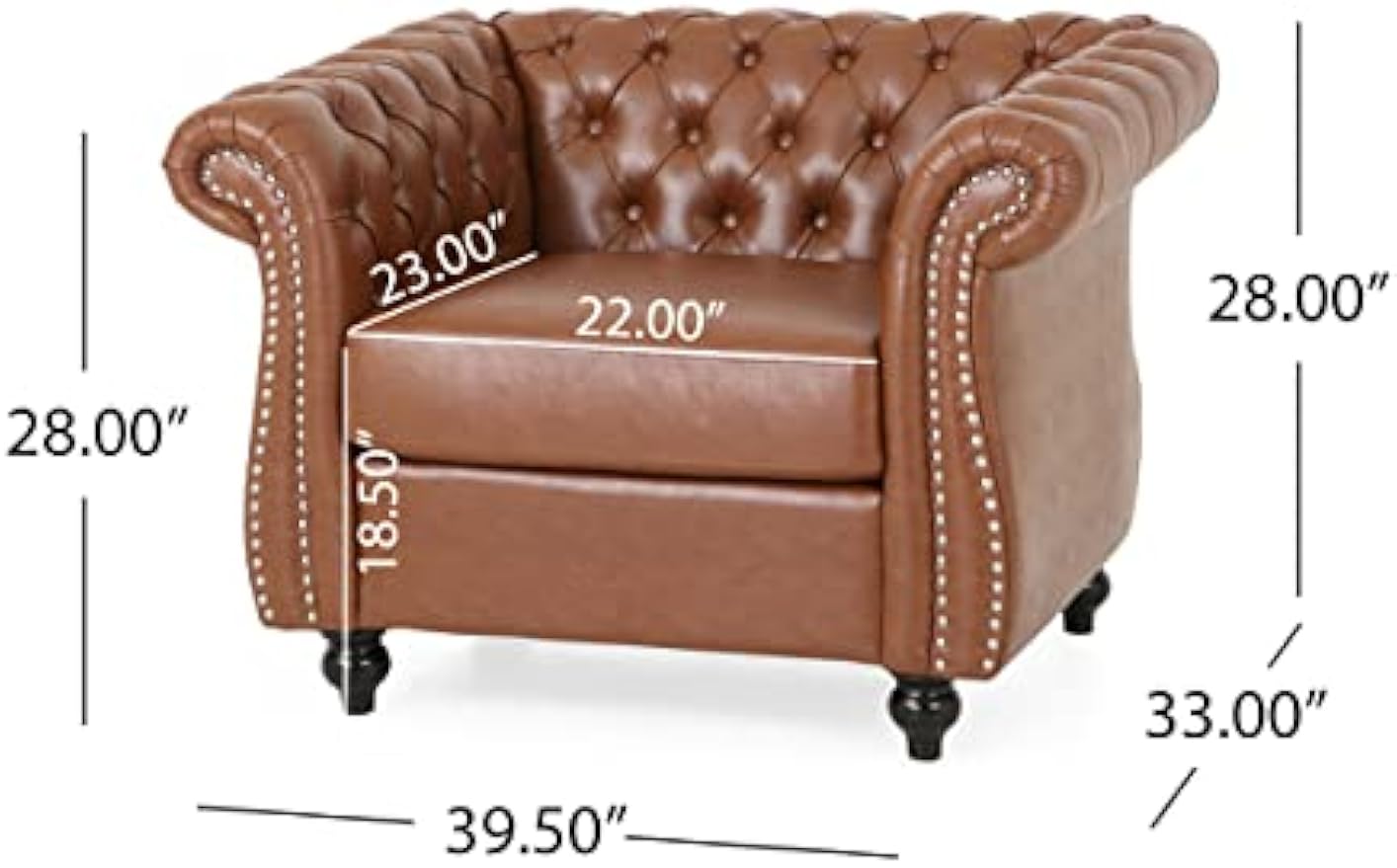 Christopher Knight Home Lucine Traditional Chesterfield Club Chair, Cognac Brown and Dark Brown