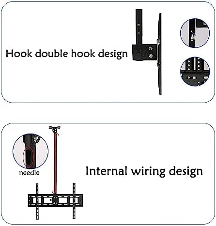 Tv Wall Mount - Adjustable Ceiling TV Mount Bracket, Full Motion 360 Deg Rotation Tilt Swivel TV Mount, Fits 40-80inch LED Screen Display, Can 90° Flip Down Cei（0.652.05m）