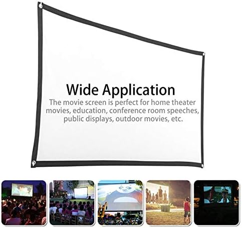 2020 New Projector Simple Curtain Anti-Light Screen 60/72/ 84/100 /120 Home Outdoor Office Portable 4:3 Projector Screen(60 inch)