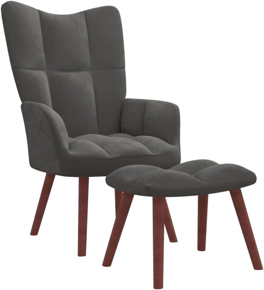 Accent Chair Arm Chair Living Room Chairs,Sleeper Sofa Relaxing Chair with a Stool Dark Gray Velvet,for Apartment Living and Home Office