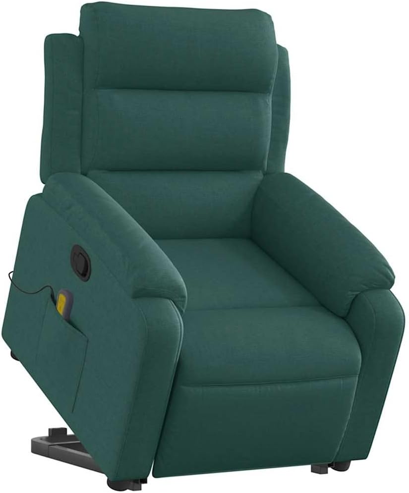 vidaXL Electric Massage Recliner Chair with Power Lift and Recline for Elderly - Black Fabric Lounge Seating with Side Pocket, Vibration Massage - Living Room, Bedroom Armchair
