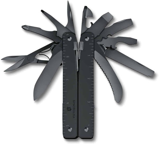 Victorinox Swiss Tool MXBS Swiss Army Knife, 26 Function Swiss Made Multitool with Large Blade, Pliers and Wire Cutter - Black with Nylon Pouch