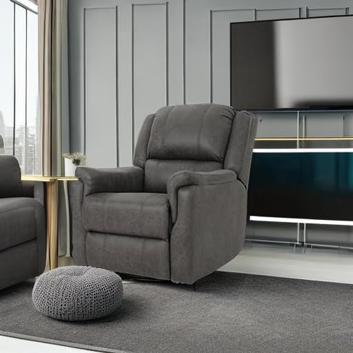 Christopher Knight Home GDFStudio Jemma Tufted Slate Microfiber Swivel Gliding Recliner Chair