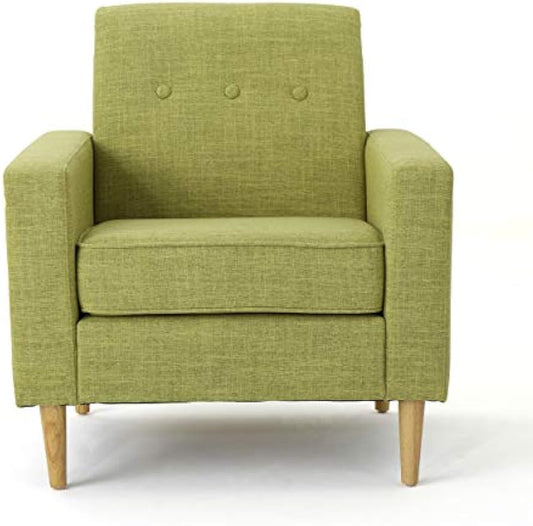 Christopher Knight Home Sawyer Mid-Century Modern Fabric Club Chair, Muted Green / Natural