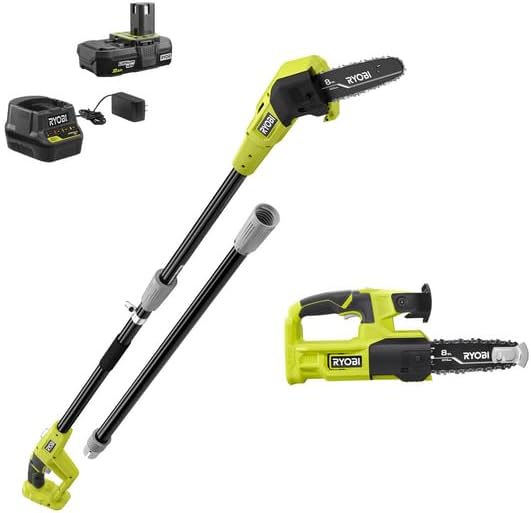 RYOBI 18V ONE+ 8'' POLE SAW & 8'' PRUNING SAW COMBO KIT, Green, (P20310)