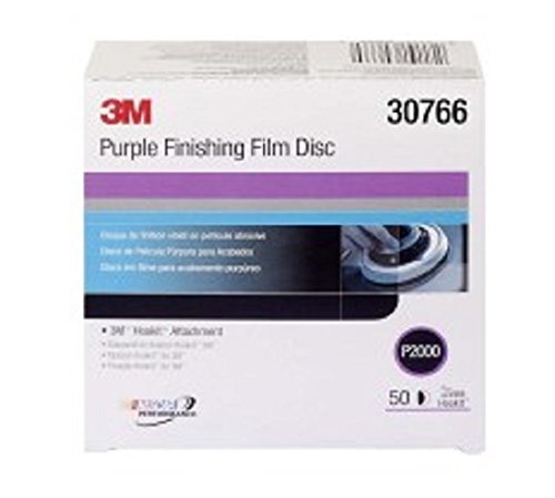 3M Hookit Purple Finishing Film Abrasive Disc 30667, 6 in, 1500+ Grade, 50 Pack, Clear Coat Sanding, Paint Finishing, Defect Removal, Long Lasting