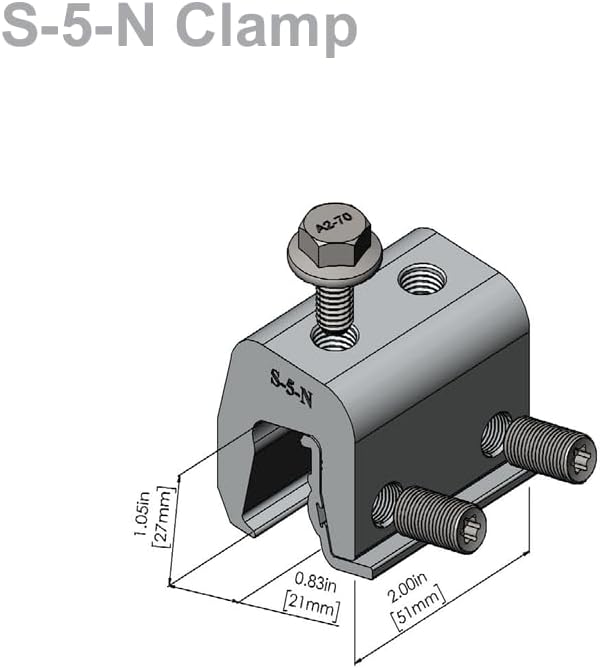 S5N Roof Clamp, 5-Pack for Standing Seam Metal Roof Clamps, Ideal for Heat Cable, Heat Tape, Solar Panel, Snow Guard Attachment, Made in USA