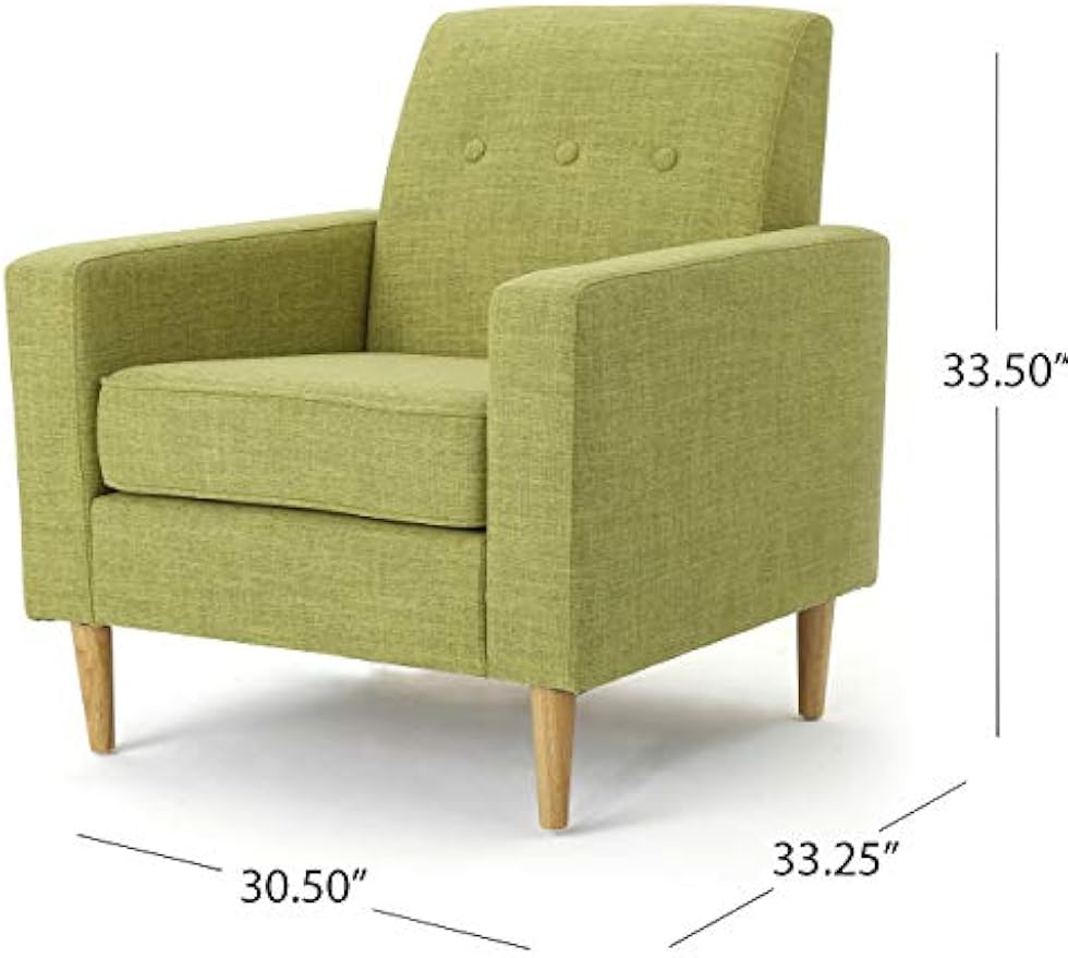 Christopher Knight Home Sawyer Mid-Century Modern Fabric Club Chair, Muted Green / Natural