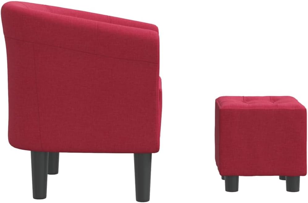 Tub Chair with Footstool Wine Red Fabric,Exquisite Tub Chair with Footstool for Comfort and Style in Any Room Living Room Chairs
