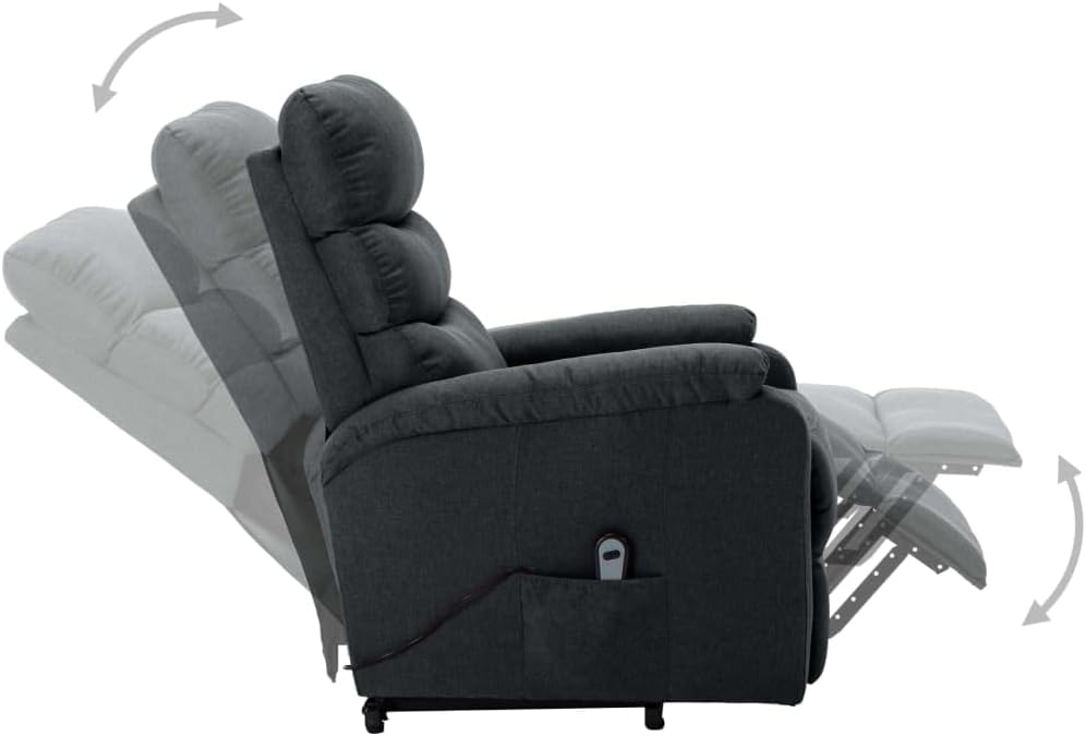 "vidaXL Dark Gray Fabric Stand-Up Chair - Power Lift Recliner with 3 Position Adjustment - Wide Armrests, Durable Construction, Ideal for Elderly, Living Room, Lounge, Bedroom"