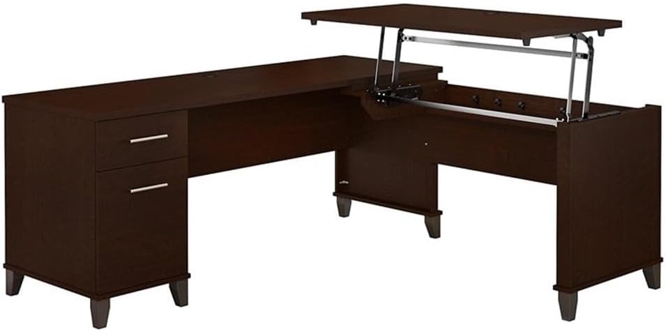 Bush Furniture Somerset 72W 3 Position Sit to Stand L Shaped Desk in Ash Gray