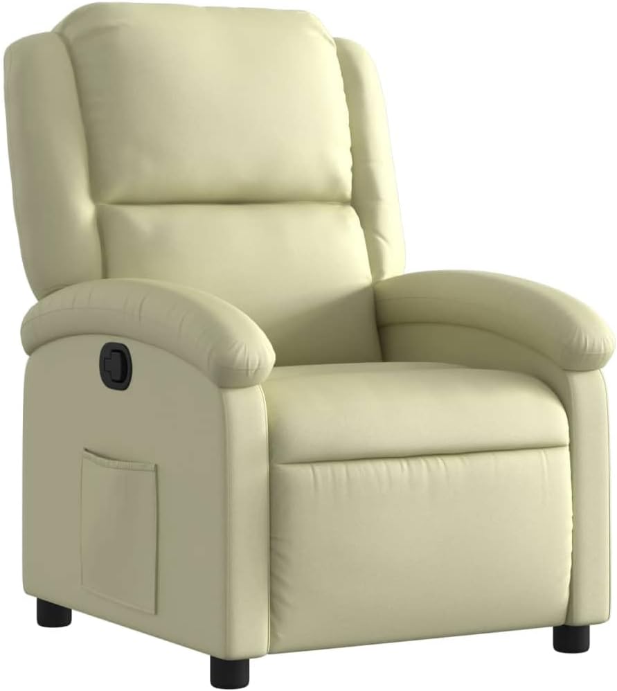 vidaXL Dark Brown Real Leather Recliner Chair-Wingback Manual Armchair with Side Pocket for Living Room, Bedroom, Lounge Comfort