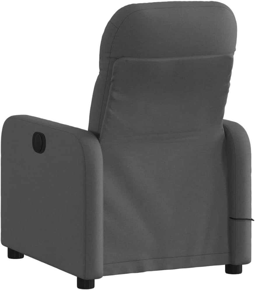 vidaXL Dark Gray Fabric Massage Recliner Chair - Manual Reclining Armchair for Elderly with Vibration Function, Side Pocket, and Comfy Cushioning for Living Room Comfort