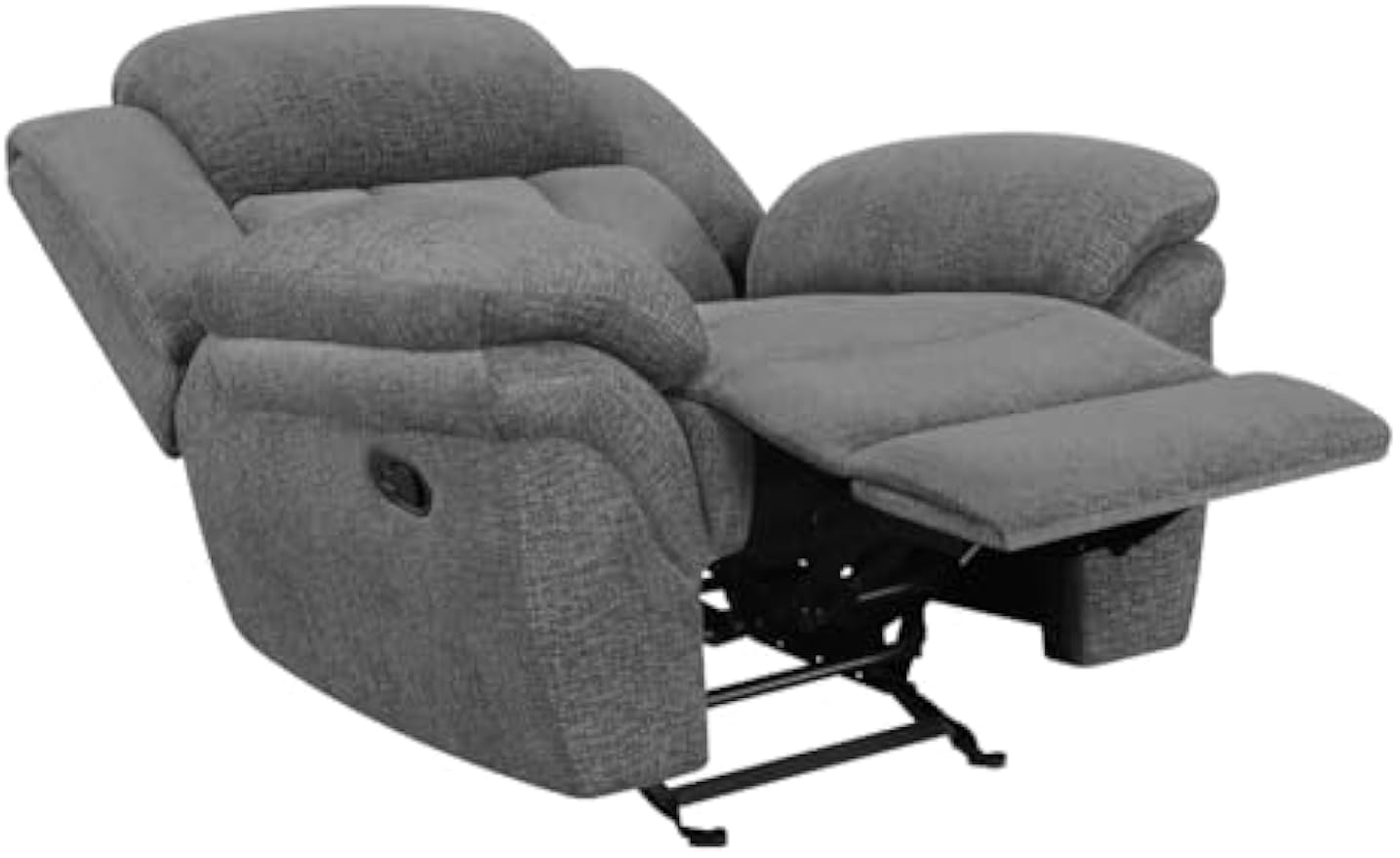 Coaster Home Furnishings - Bahrain - Fabric Upholstered Glider Recliner Chair with Wall Hugger, Cool Gel Memory Foam, Padded Arms, and Plush Headrest - Living Room - 44-Inch - Charcoal - 609543