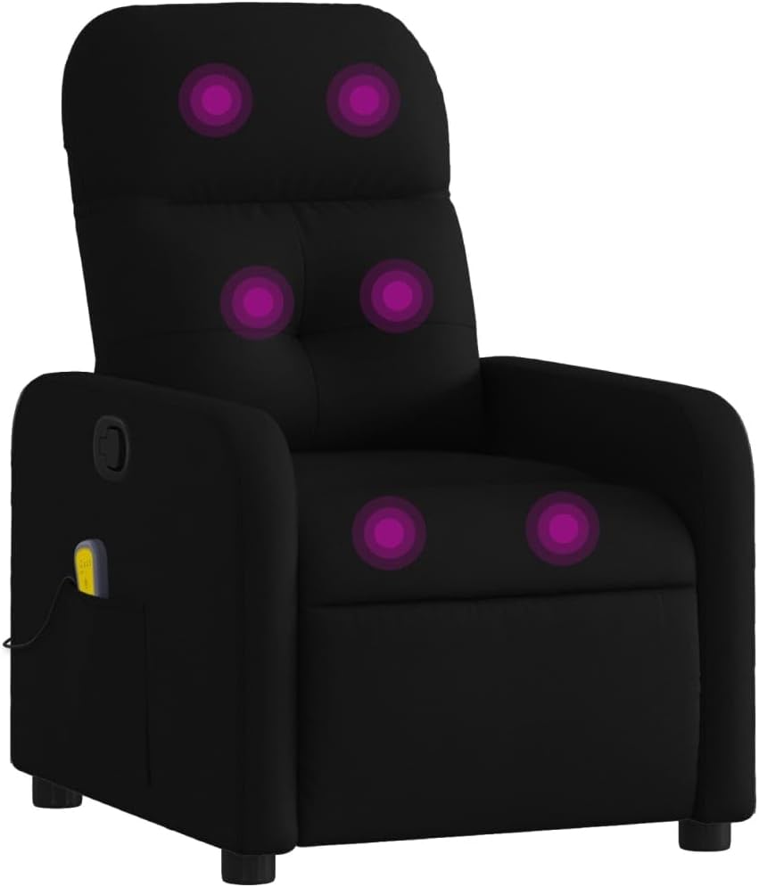 vidaXL Dark Gray Fabric Massage Recliner Chair - Manual Reclining Armchair for Elderly with Vibration Function, Side Pocket, and Comfy Cushioning for Living Room Comfort