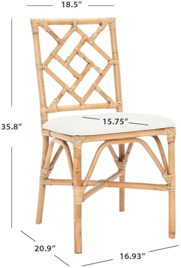 SAFAVIEH Home Collection Bhumi Brown/White Accent Chair with Cushion Set of 2 (Fully Assembled)