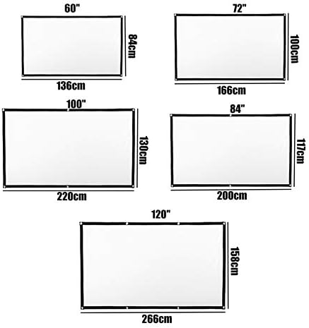 2020 New 3D Foldable 60/72/84/100/120/150inch Projector Screen 16:9 Anti-Crease Projection Movies Screen for Home Outdoor(60 inch)