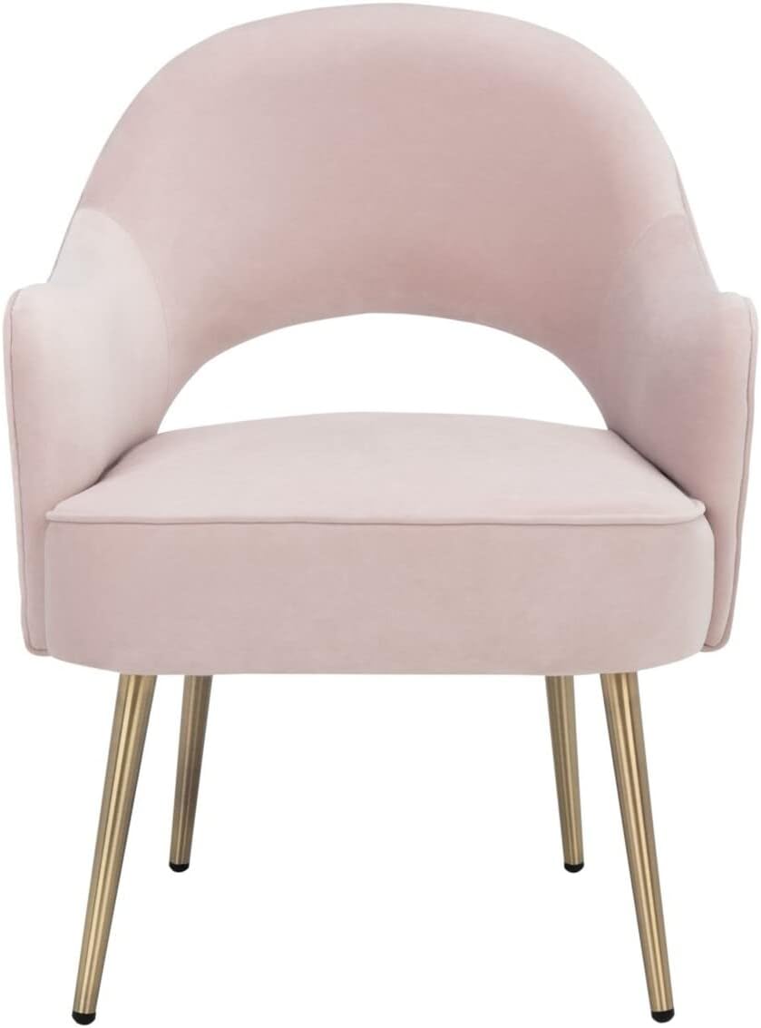 SAFAVIEH Home Collection Dublyn Light Pink Velvet/Gold Accent Chair