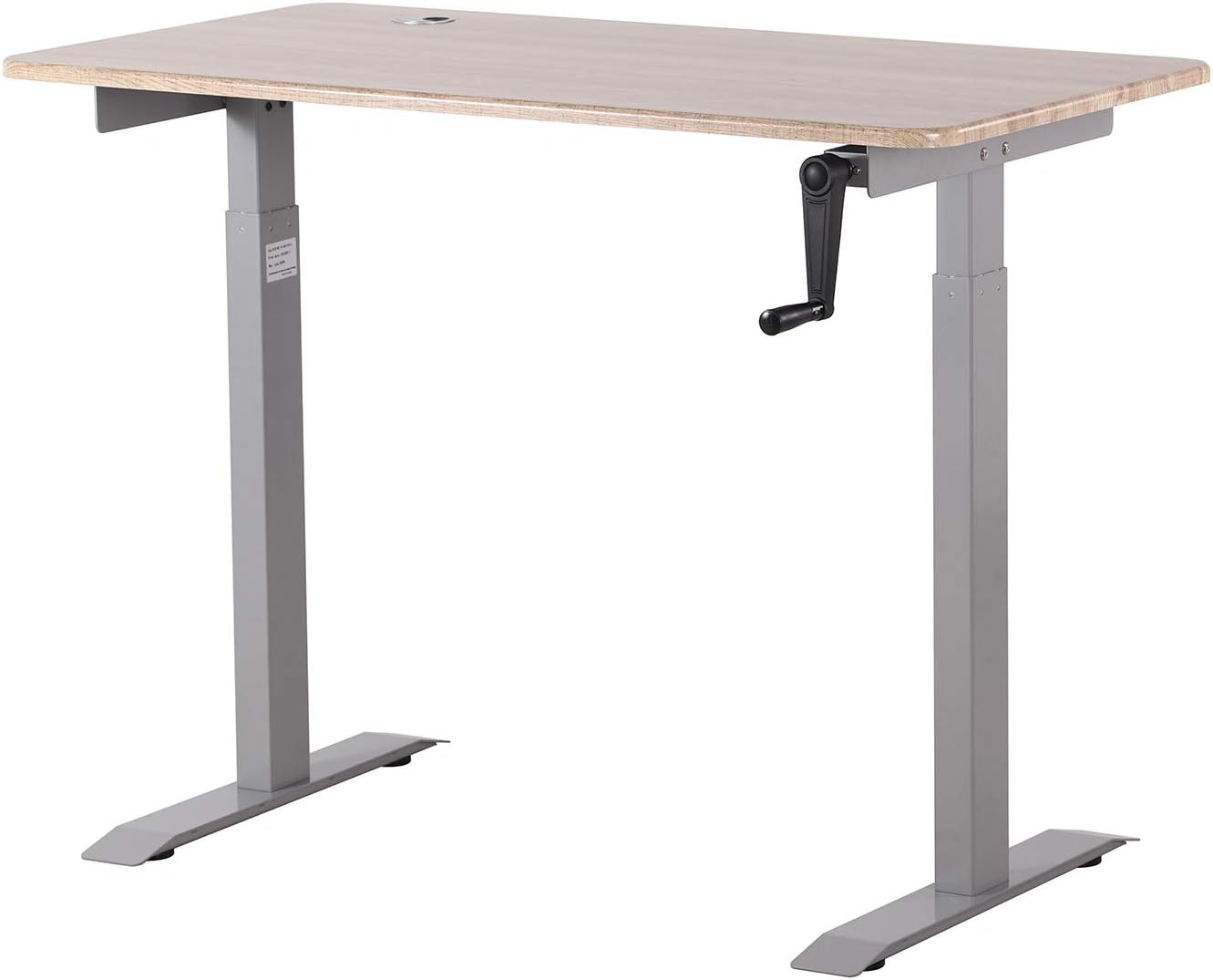 UNICOO - Crank Adjustable Height Standing Desk, Adjustable Sit to Stand up Desk,Home Office Table, Computer Table (Antique Oak Top/Grey Frame - NTCSET-01-AOG)