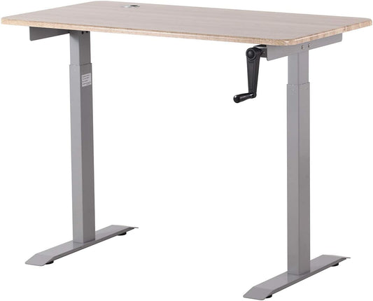 UNICOO - Crank Adjustable Height Standing Desk, Adjustable Sit to Stand up Desk,Home Office Table, Computer Table (Antique Oak Top/Grey Frame - NTCSET-01-AOG)