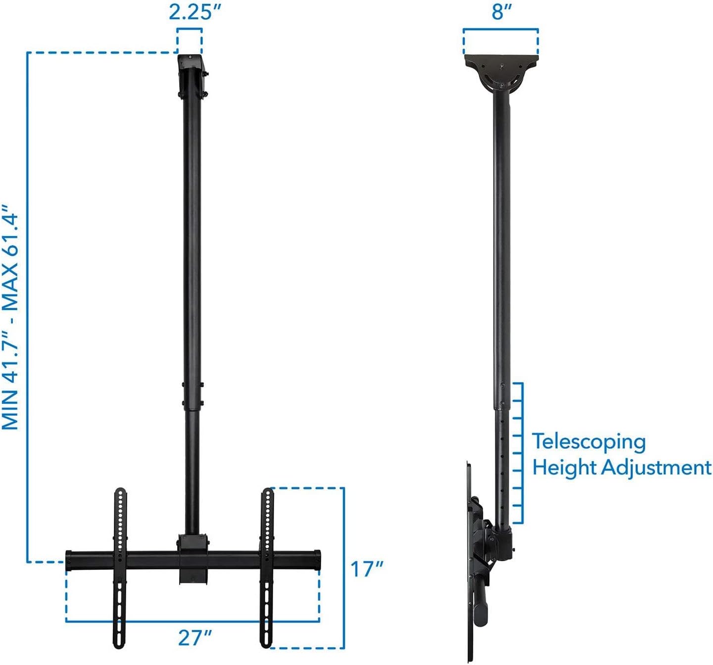 Universal TV Stand TV Ceiling Mount Bracket, Adjustable Height TV Wall Mount Bracket, Full Motion 360 Deg Rotation Tilting Swiveling, for Flat Panel LCD LED OLED Plasma TVs, Fits Up to 75 in (100cm)