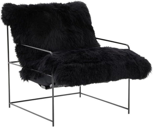 Tov Furniture Kimi Black Genuine Sheepskin Living Room Accent Chair