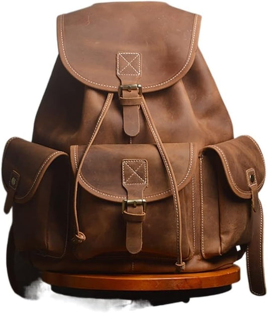 Vintage Backpack For Men Genuine Leather Bags Laptop Backpack Bag