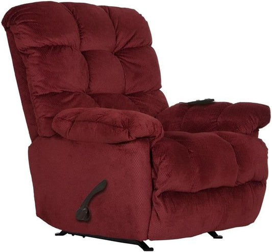 Catnapper Batts Chaise Rocker Recliner with Deluxe Heat & Massage in Red Polyester Fabric