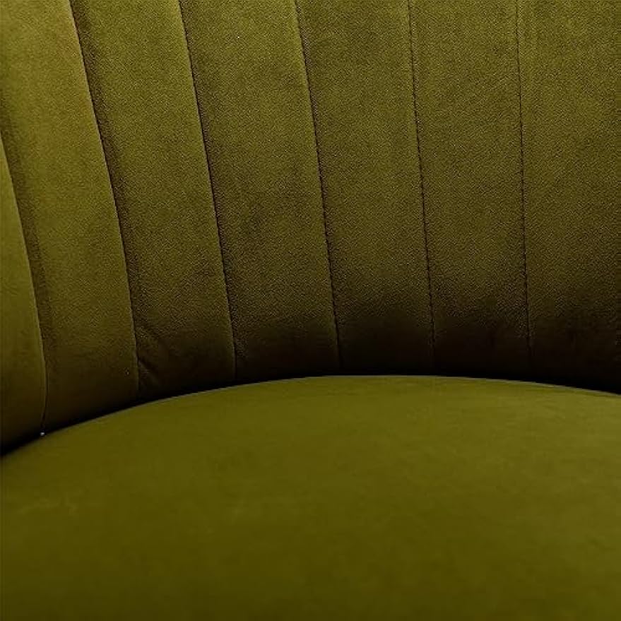 TTK Swivel Barrel Chairs for Living Room Set of 2, 360 Degree Comfy Modern Round Chair Velvet Gold Accent Upholstered Armchair Arm Chair Sherpa for Bedroom Club Office Nursery Silla para Sala(Olive)